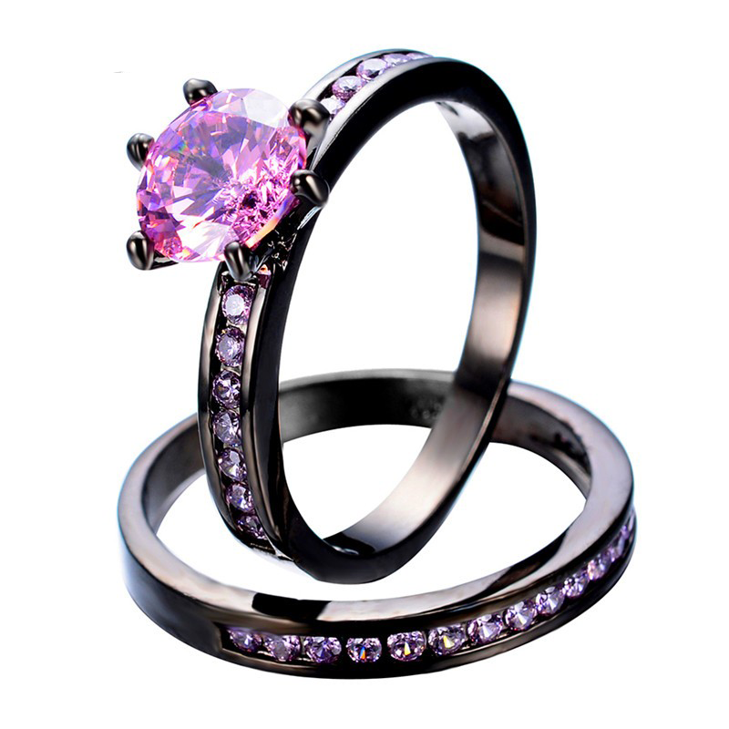 Black Gold Filled Double Pink Sapphire Ring