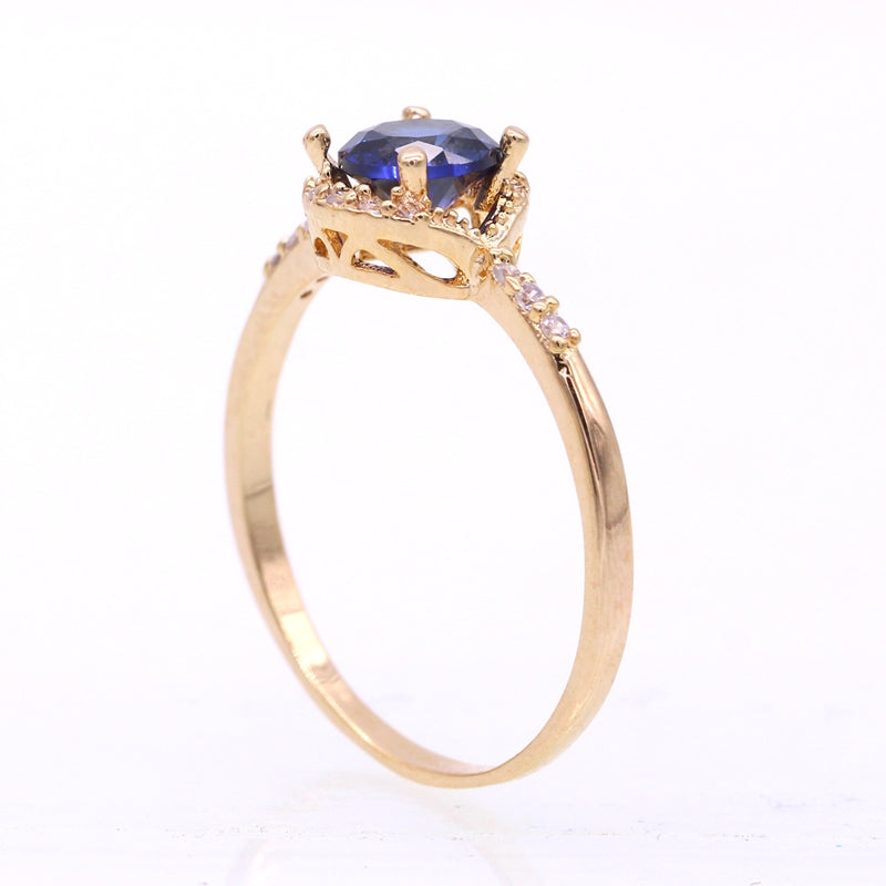 September Blue Sapphire & Gold Birthstone Ring