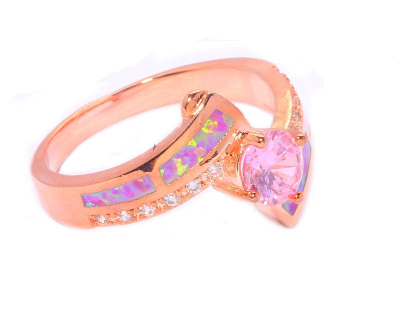 Pink Sapphire Opal September Birthstone ring
