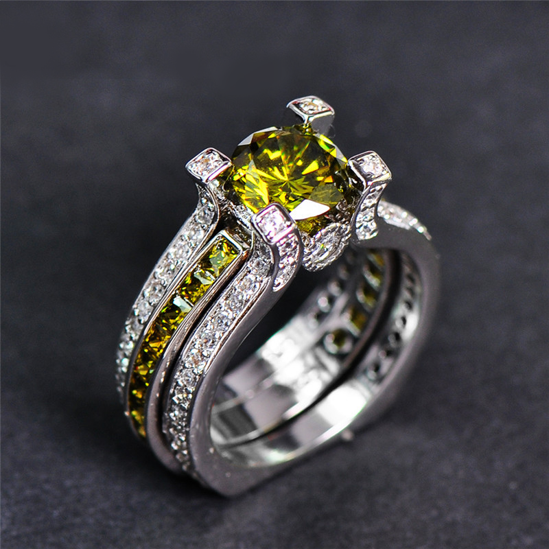 2 Piece August White Gold Filled Ring