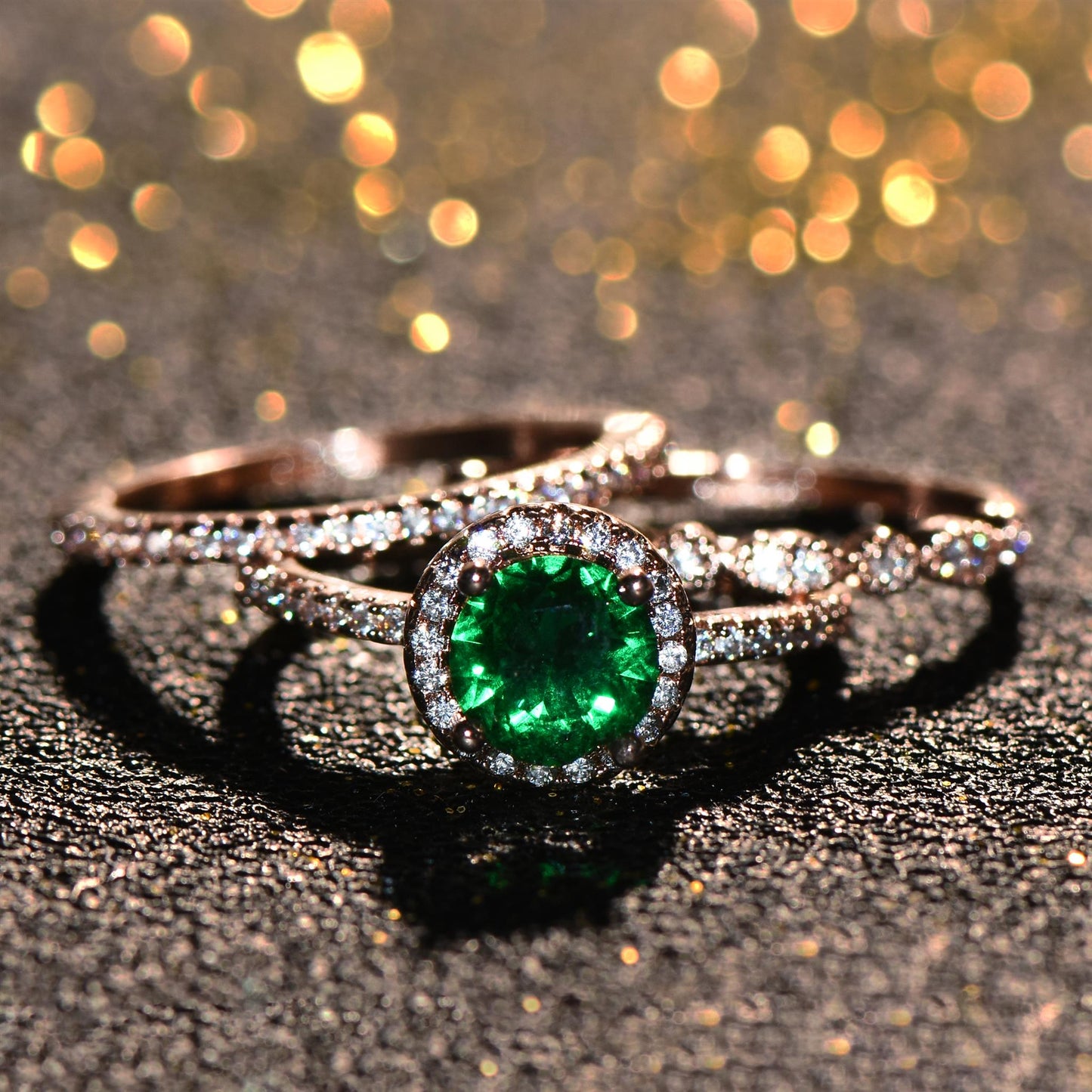 Gorgeous Triple Set May Gold Ring