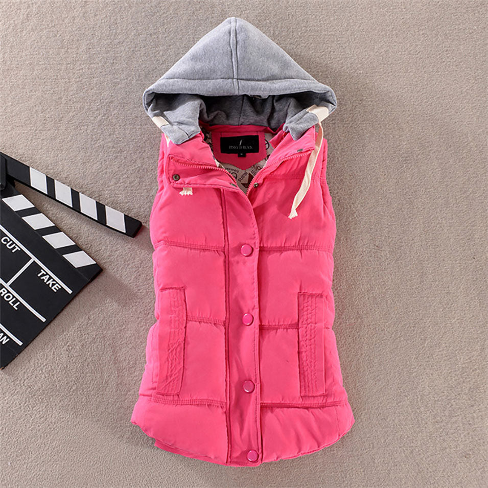 Autumn/Winter Sleeveless Hooded Vest