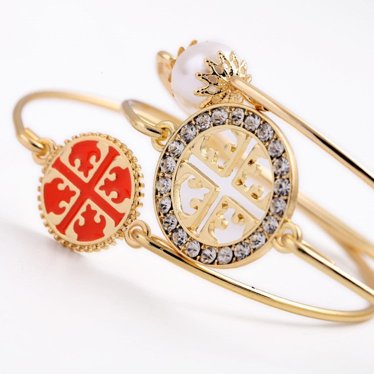 Triple Celtic Flower & Pearl Bracelet