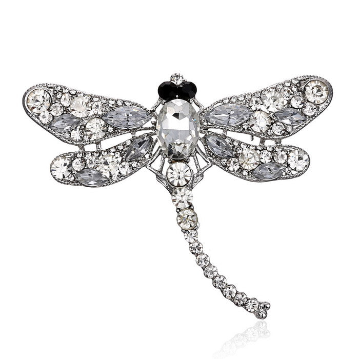 Ornate Crystal Rhinestone Dragonfly Brooch