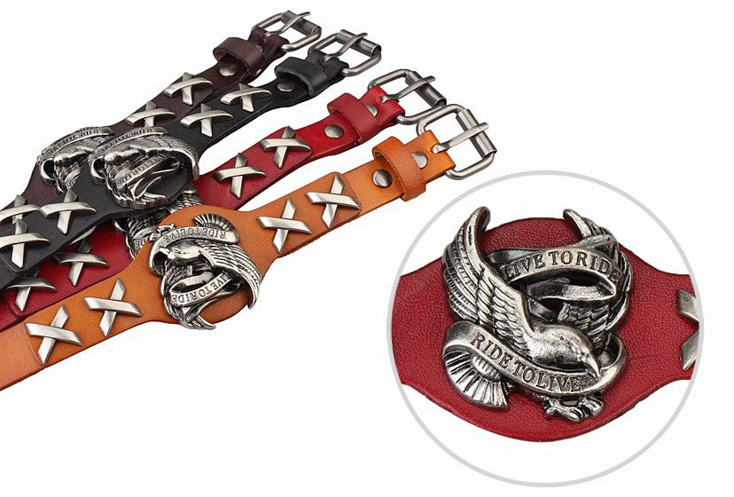 Unisex Live To Ride, Ride to Live Leather Bracelet