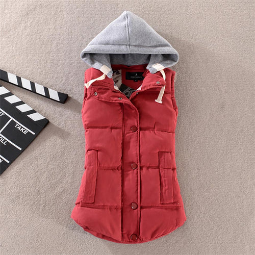 Autumn/Winter Sleeveless Hooded Vest