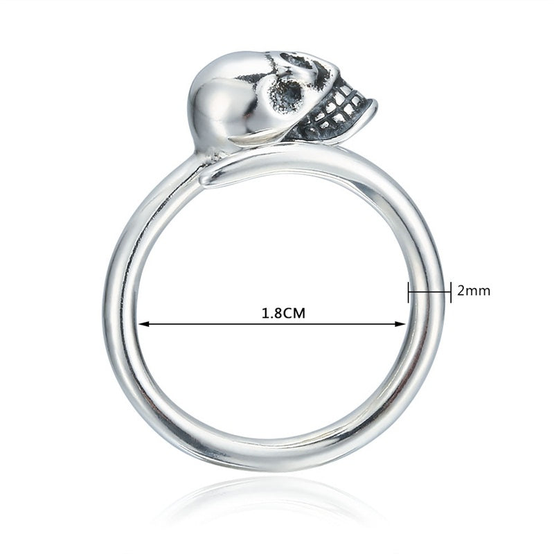 Adjustable 925 Sterling Silver Skull Ring (Unisex)