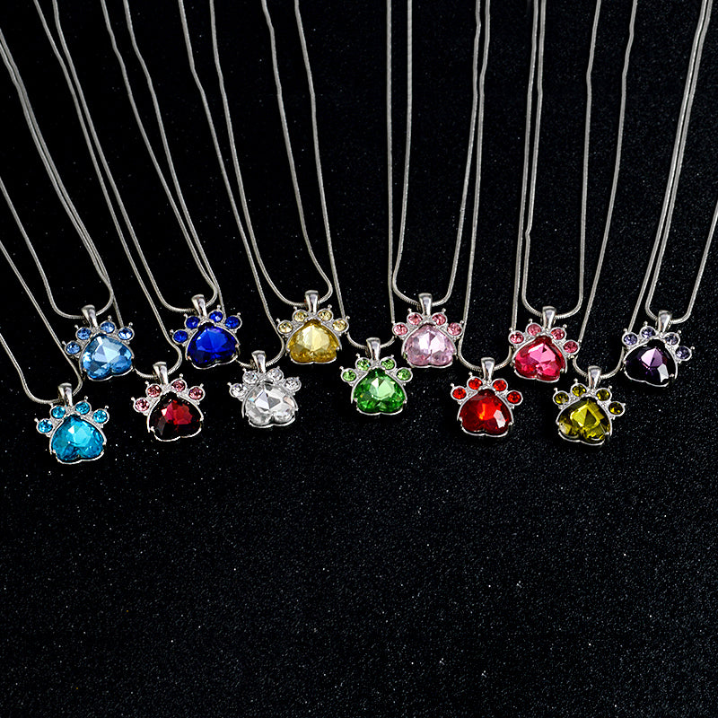 Paw Birthstone Pendants