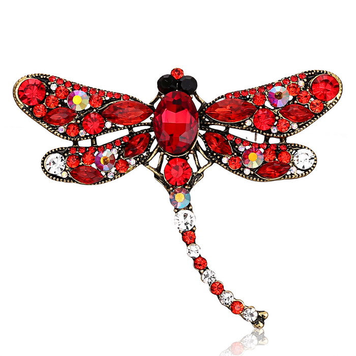 Ornate Crystal Rhinestone Dragonfly Brooch