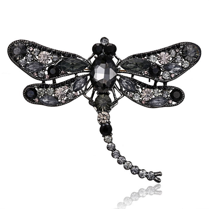 Ornate Crystal Rhinestone Dragonfly Brooch