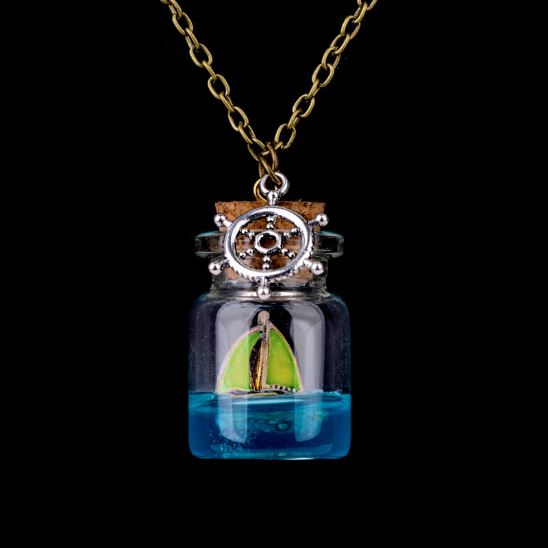 Drop Of Ocean In A Bottle Necklace