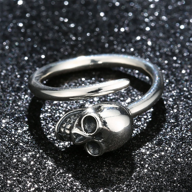Adjustable 925 Sterling Silver Skull Ring (Unisex)