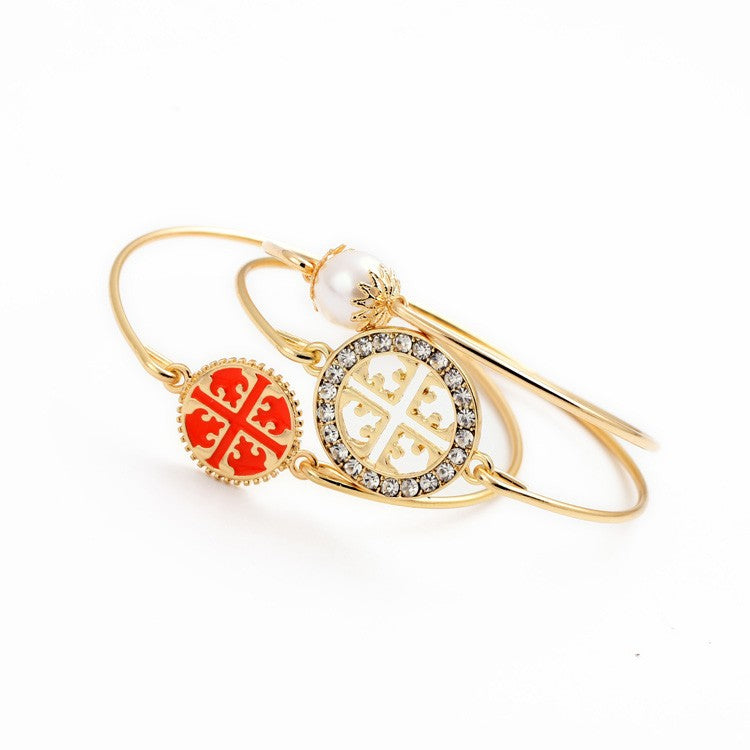 Triple Celtic Flower & Pearl Bracelet