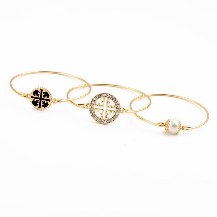 Triple Celtic Flower & Pearl Bracelet