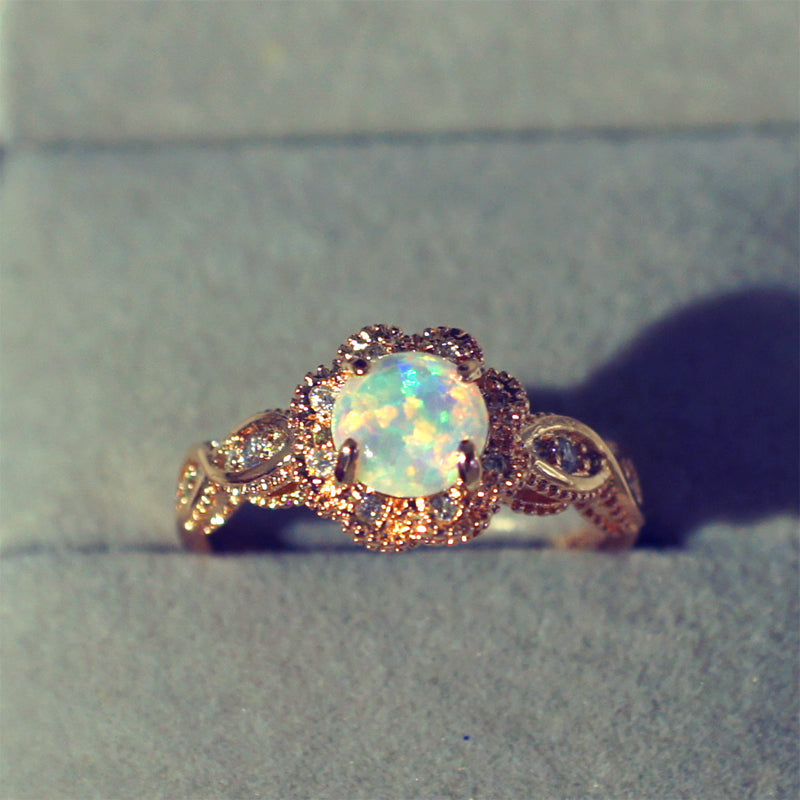 Vibrant Opal & Rose Gold Ring
