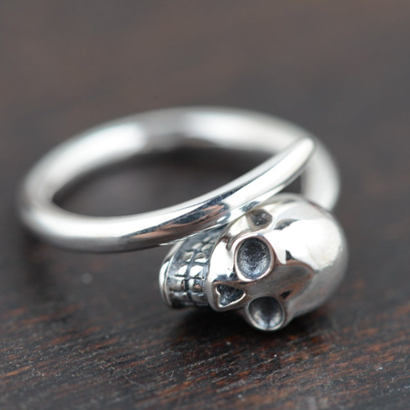 Adjustable 925 Sterling Silver Skull Ring (Unisex)