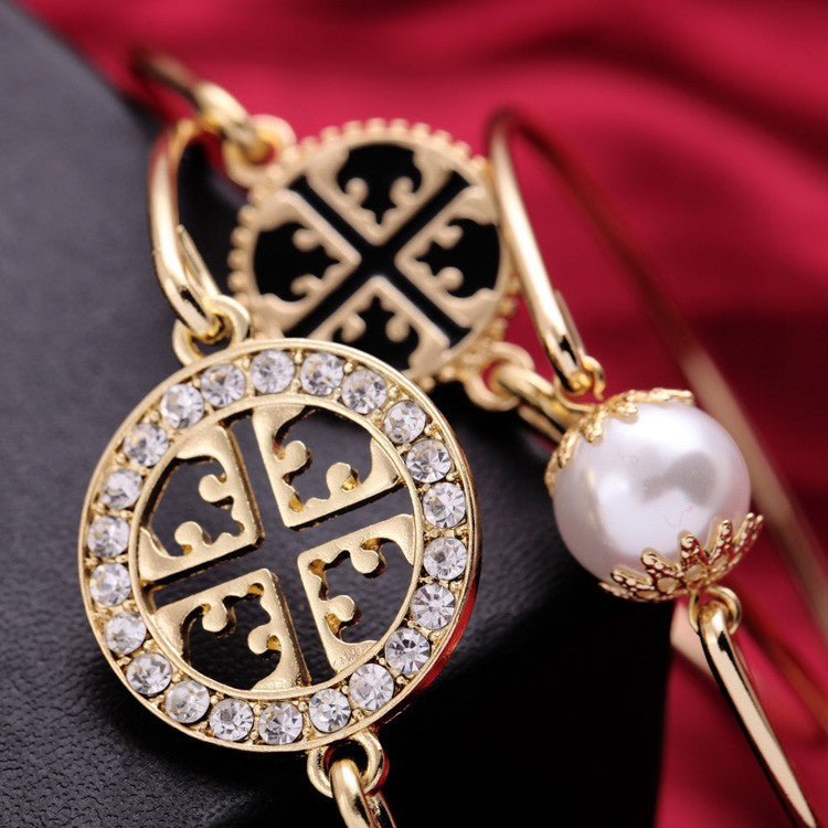 Triple Celtic Flower & Pearl Bracelet