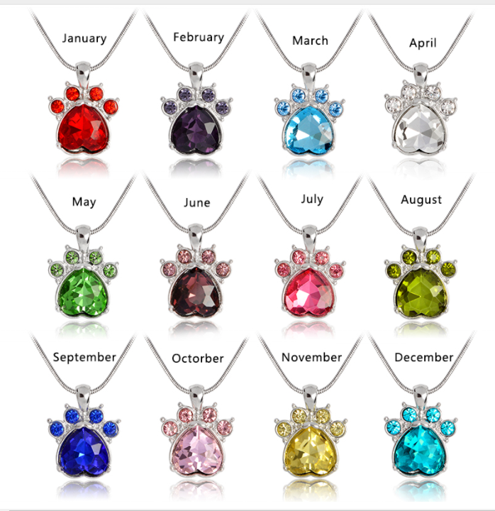 Paw Birthstone Pendants