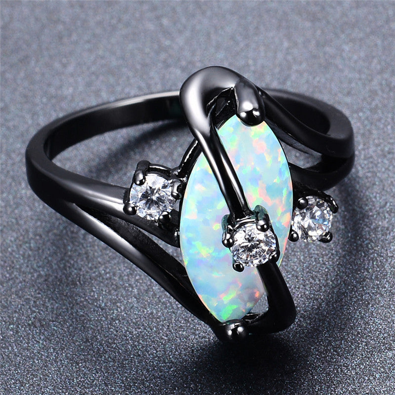 October Birthstone S Ring (Rainbow Fire Opal)