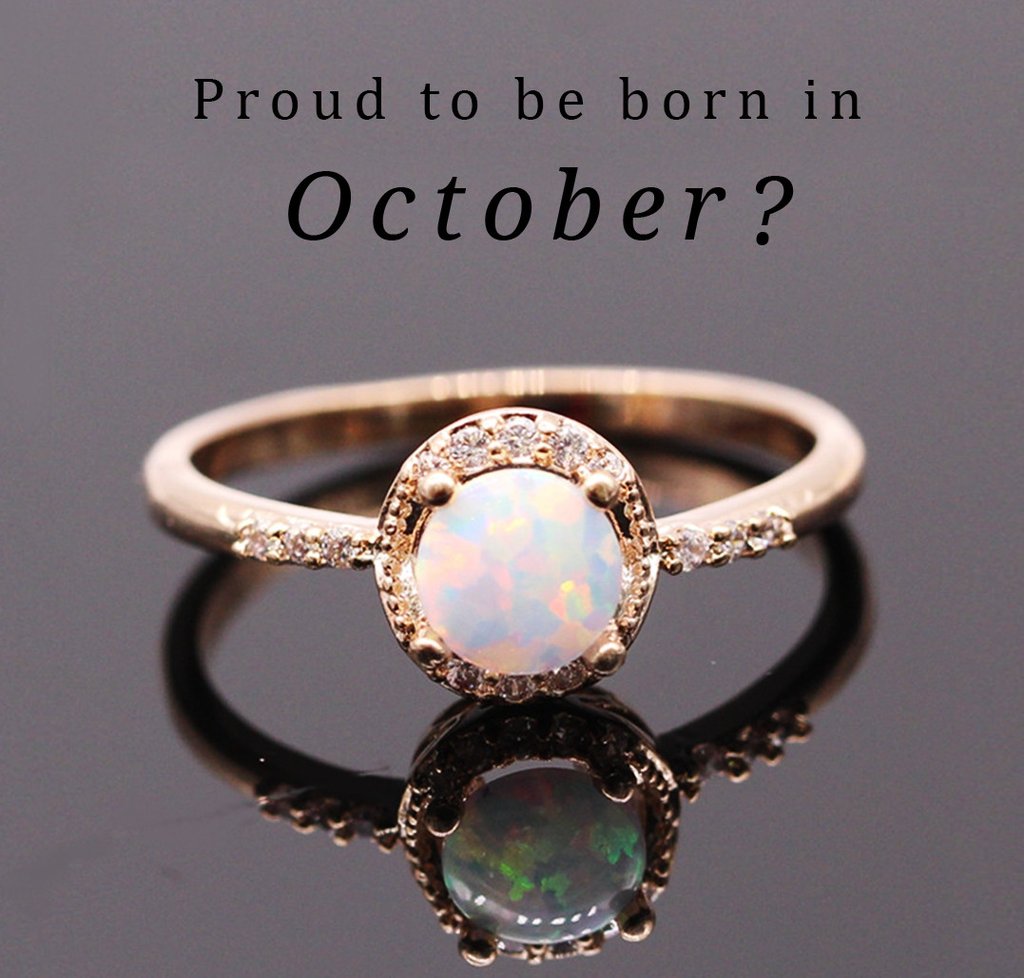 October Birthstone Opal & Gold Ring