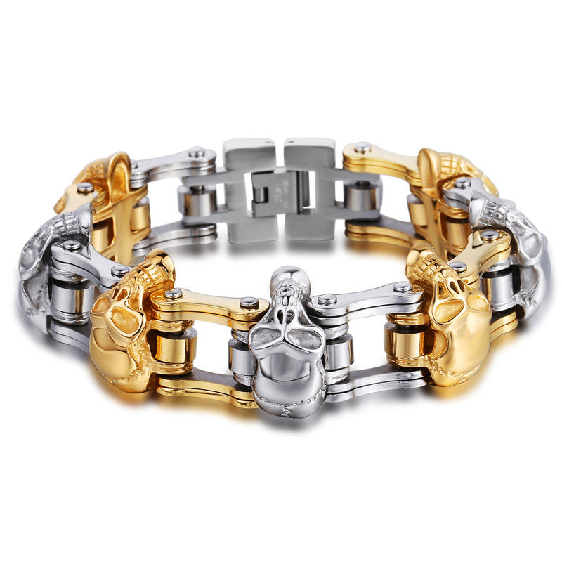 Biker's Stainless Steel Skull Bracelet