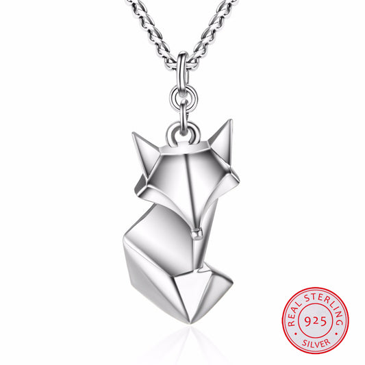Sterling Silver Fox Origami Necklace