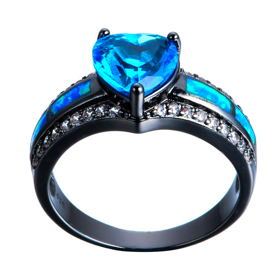 Blue Topaz November Heart Birthstone Ring
