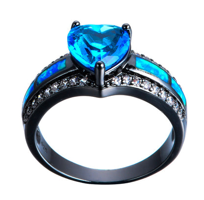 Blue Topaz November Heart Birthstone Ring