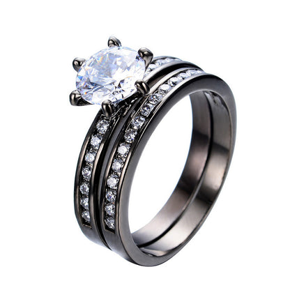 Double Ring Set Round Black (White)