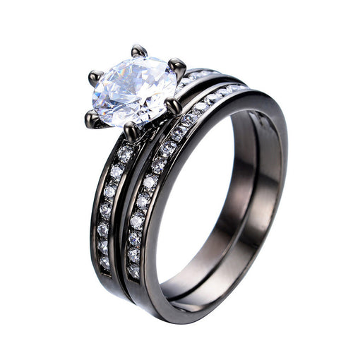 Double Ring Set Round Black (White)