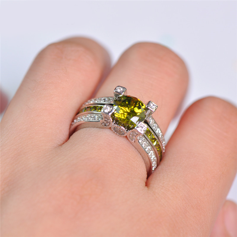 2 Piece August White Gold Filled Ring