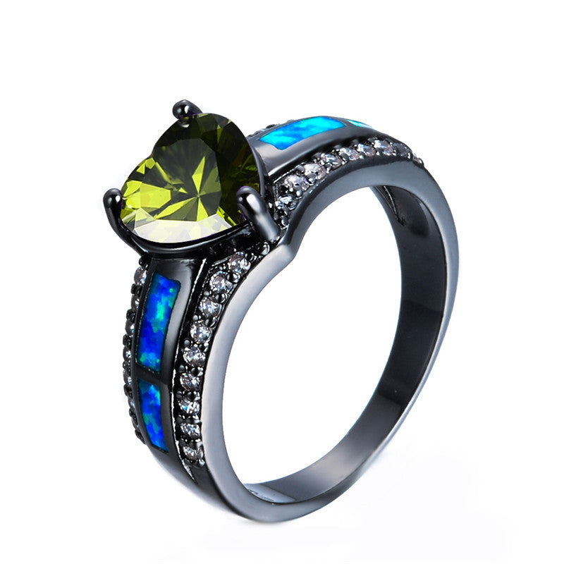 August  Black Gold Filled Heart Birthstone Ring