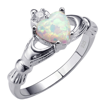 Claddagh October Birthstone Opal Ring