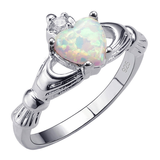 Claddagh October Birthstone Opal Ring