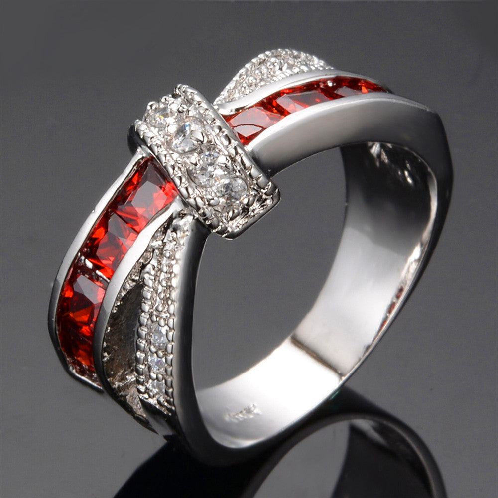 Thin Red Line Cross-Finger Ring