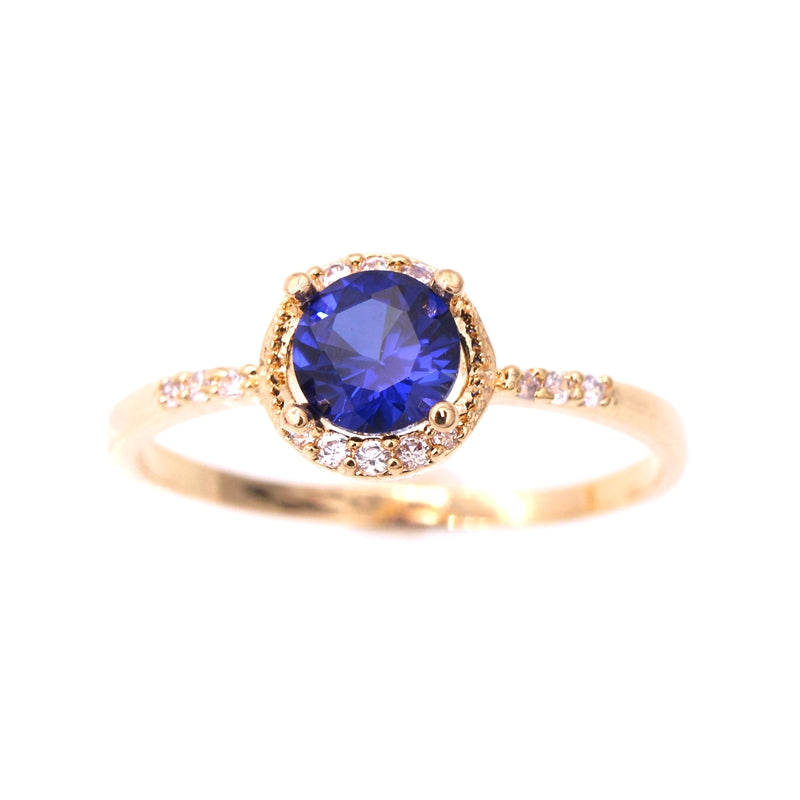 September Blue Sapphire & Gold Birthstone Ring