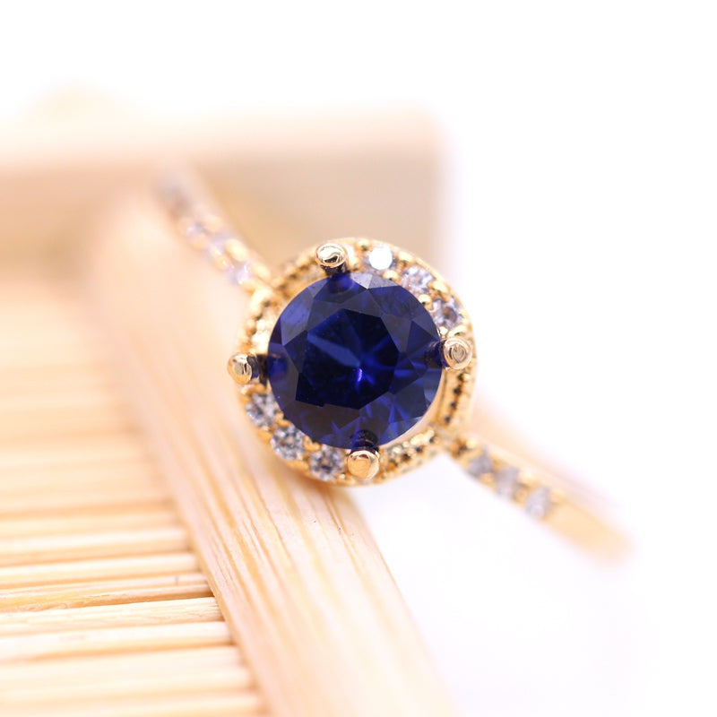 September Blue Sapphire & Gold Birthstone Ring