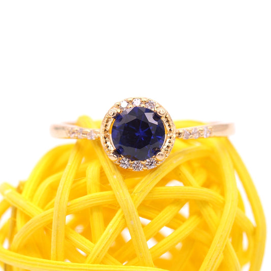 September Blue Sapphire & Gold Birthstone Ring