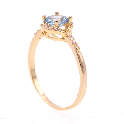 March Aquamarine & Gold Birthstone Ring