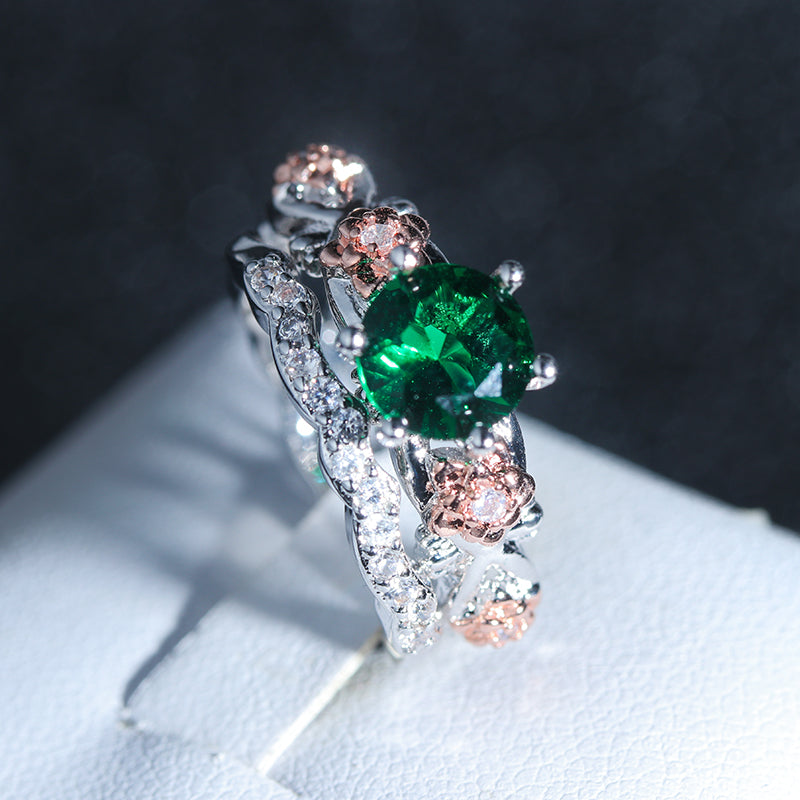 May Floral Rose Birthstone Ring