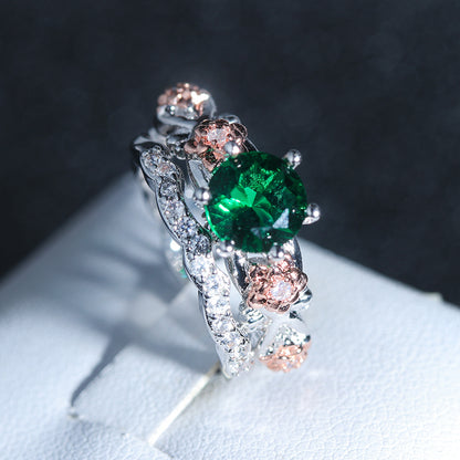 May Floral Rose Birthstone Ring