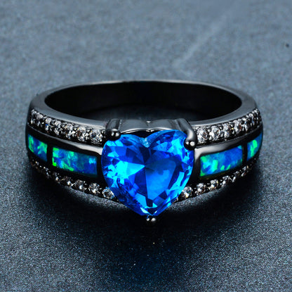 Blue Topaz November Heart Birthstone Ring