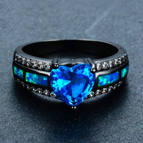 Blue Topaz November Heart Birthstone Ring