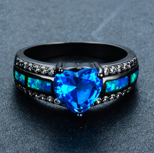 Blue Topaz November Heart Birthstone Ring