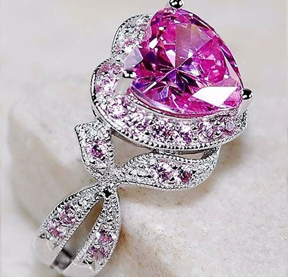 Infinity Knot Pink Sapphire Heart Ring