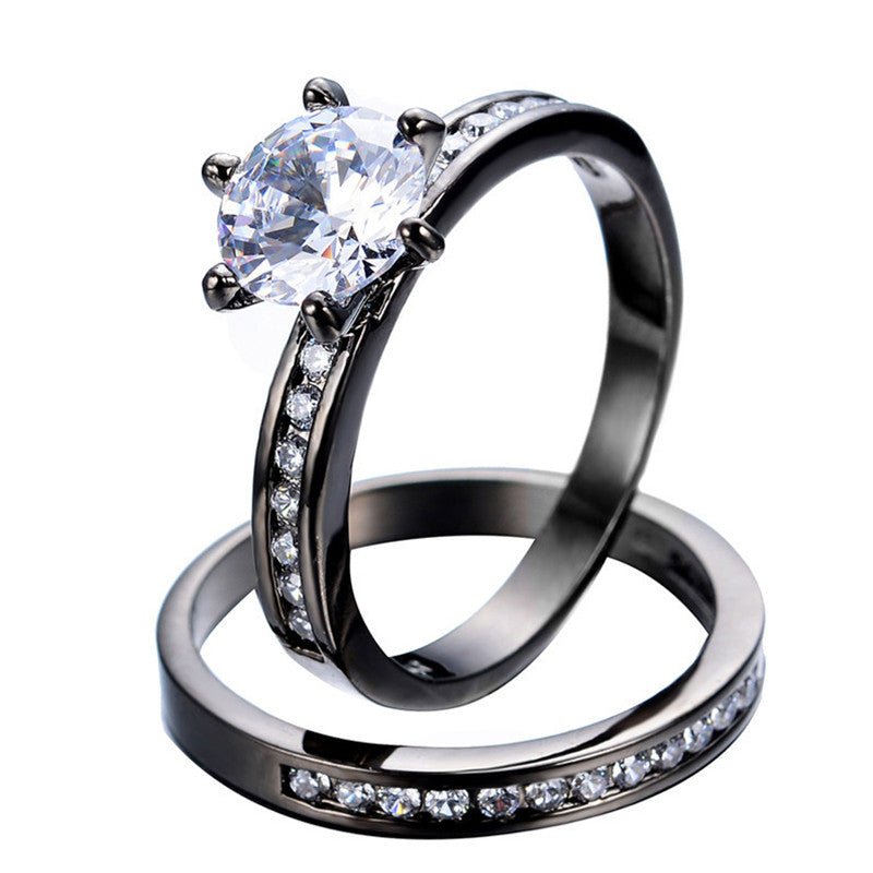 Double Ring Set Round Black (White)