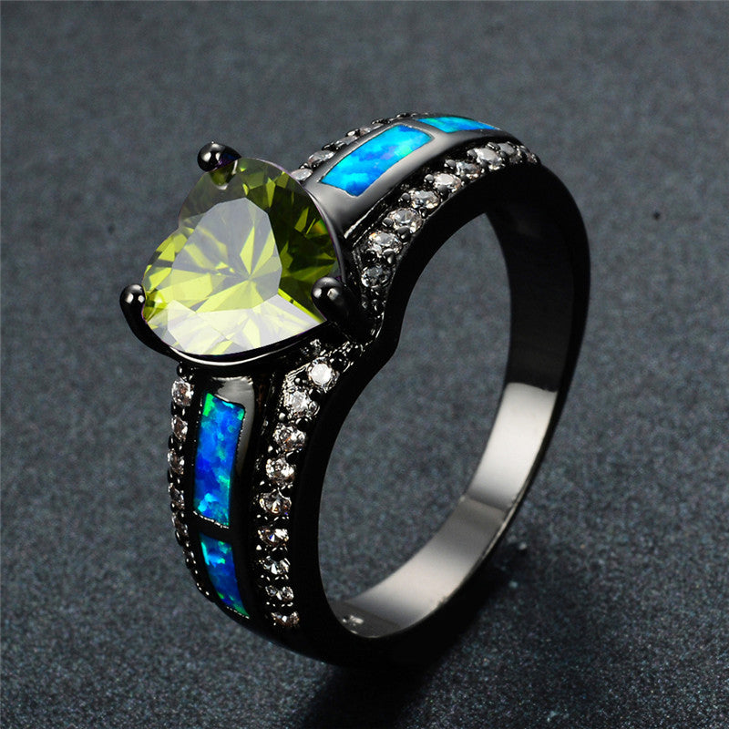 August  Black Gold Filled Heart Birthstone Ring