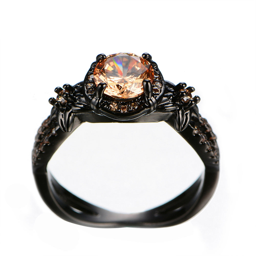 Black Gold Filled Citrine November Birthstone Ring