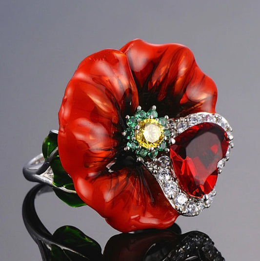 Floral Beating Heart November Ring