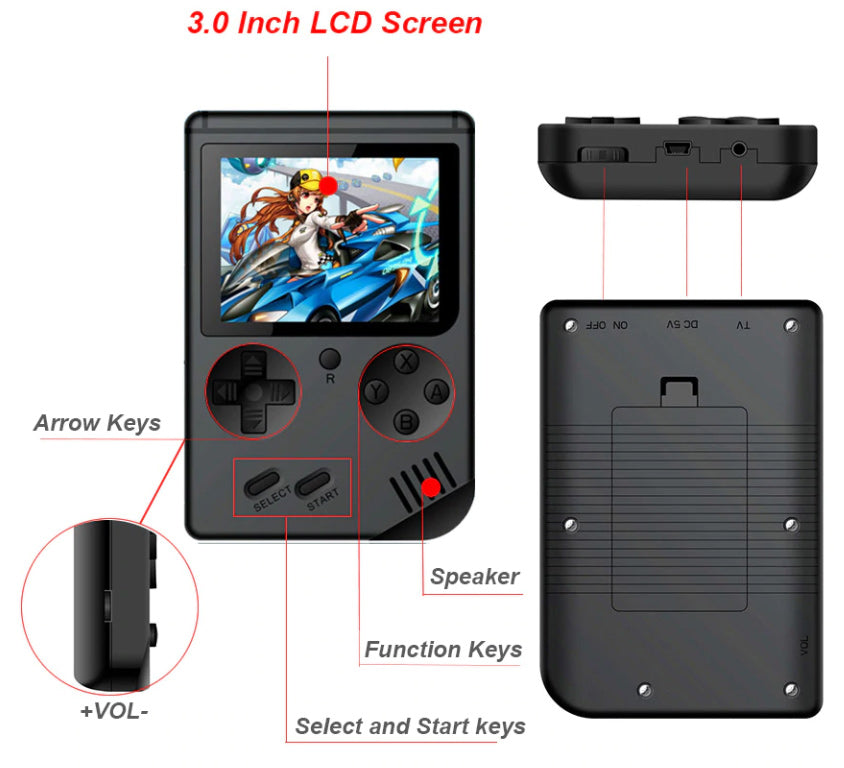 Retro 3.0 Inch Game Player with 168 Built in games